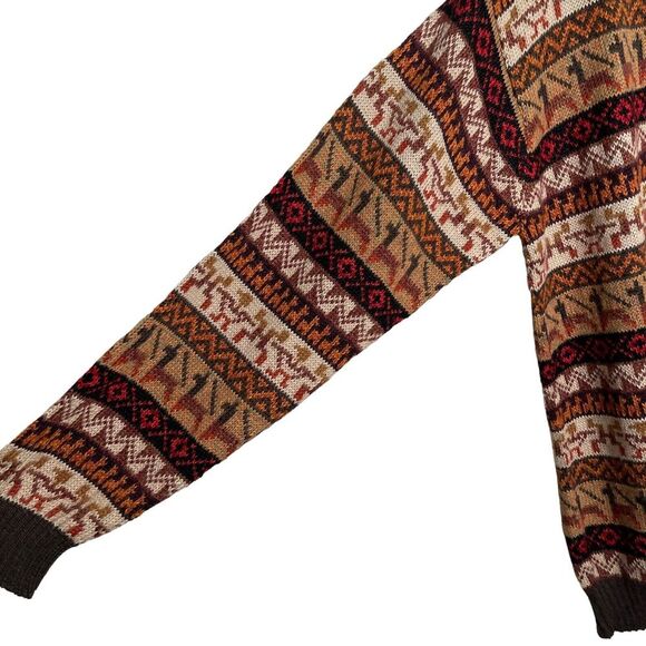 Inka Maki Sweater Men's Medium Pullover Alpaca Wool Printed Grandpa - Picture 4 of 9